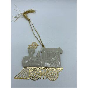 Beautiful LENOX Train Steam Engine Ornament Porcelain & Gold 1994